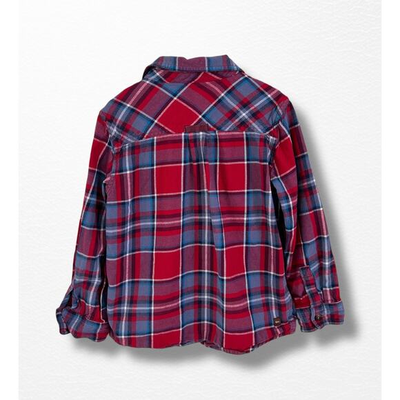 Tea Collection Red and Blue Flannel Shirt, Size 8 - Picture 4 of 7